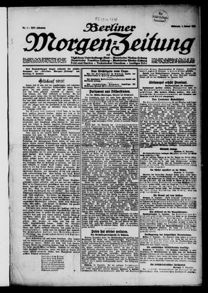 Berliner Morgenzeitung vom 01.01.1913