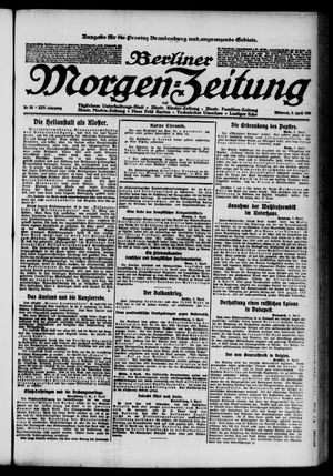 Berliner Morgenzeitung vom 09.04.1913