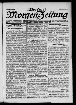 Berliner Morgenzeitung vom 09.04.1914