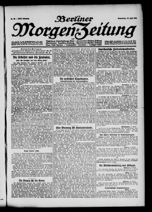 Berliner Morgen-Zeitung on Apr 16, 1914