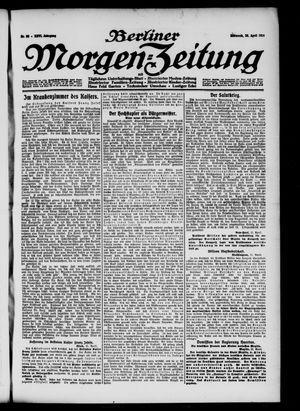 Berliner Morgenzeitung vom 22.04.1914
