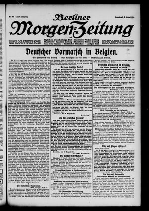 Berliner Morgen-Zeitung vom 08.08.1914