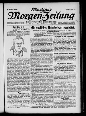 Berliner Morgen-Zeitung vom 21.08.1914