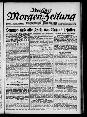 Berliner Morgen-Zeitung vom 28.08.1914