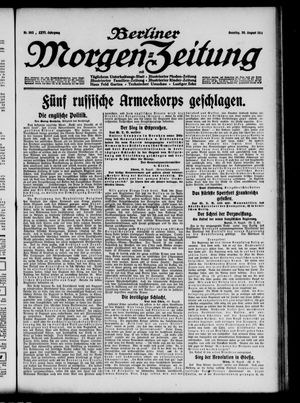 Berliner Morgen-Zeitung vom 30.08.1914