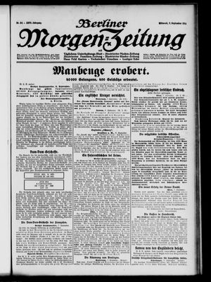 Berliner Morgen-Zeitung vom 09.09.1914