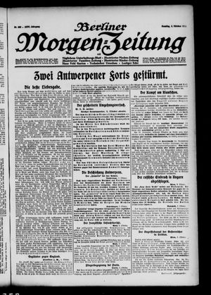 Berliner Morgen-Zeitung vom 04.10.1914