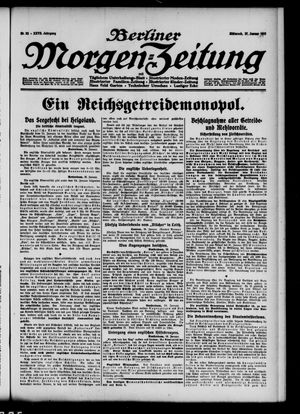 Berliner Morgenzeitung vom 27.01.1915