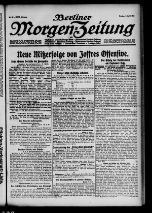 Berliner Morgenzeitung vom 09.04.1915
