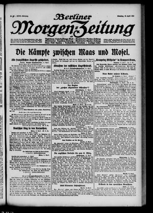 Berliner Morgen-Zeitung on Apr 13, 1915