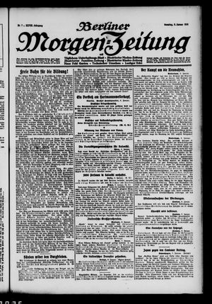 Berliner Morgenzeitung vom 09.01.1916