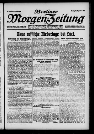 Berliner Morgen-Zeitung vom 22.09.1916
