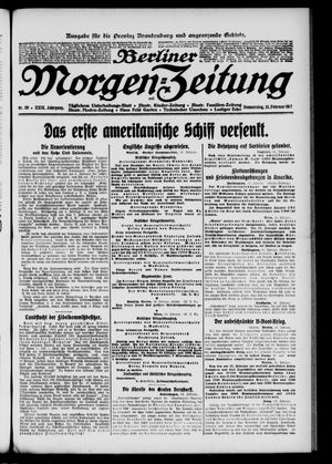 Berliner Morgenzeitung vom 15.02.1917