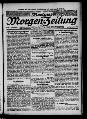 Berliner Morgen-Zeitung vom 23.04.1918