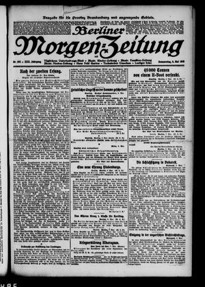 Berliner Morgen-Zeitung vom 09.05.1918