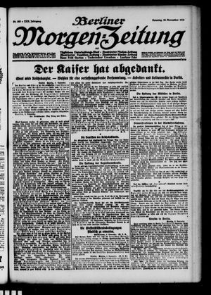 Berliner Morgen-Zeitung vom 10.11.1918