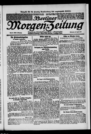 Berliner Morgenzeitung vom 30.04.1919