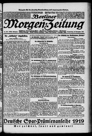 Berliner Morgen-Zeitung vom 13.11.1919