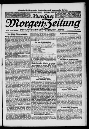 Berliner Morgen-Zeitung on Apr 21, 1921