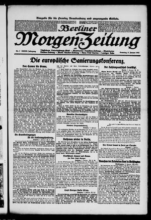 Berliner Morgen-Zeitung vom 08.01.1922
