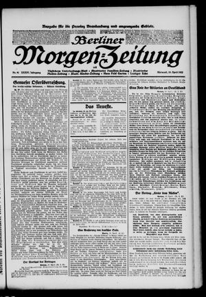 Berliner Morgen-Zeitung vom 19.04.1922