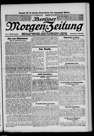 Berliner Morgen-Zeitung vom 20.04.1922