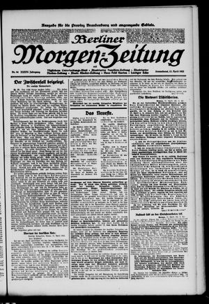 Berliner Morgen-Zeitung vom 22.04.1922