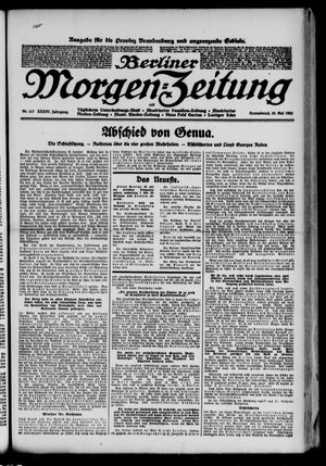 Berliner Morgen-Zeitung vom 20.05.1922