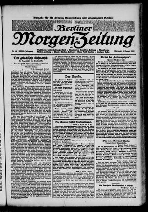 Berliner Morgen-Zeitung on Aug 2, 1922