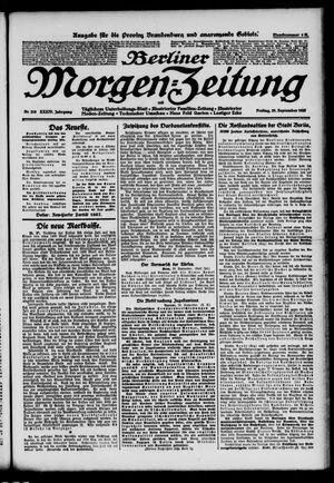 Berliner Morgen-Zeitung vom 29.09.1922