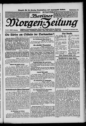Berliner Morgen-Zeitung vom 30.09.1922