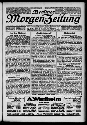 Berliner Morgen-Zeitung vom 27.04.1923