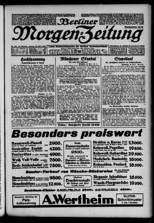 Berliner Morgen-Zeitung vom 29.04.1923