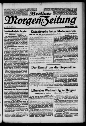 Berliner Morgen-Zeitung vom 27.05.1929