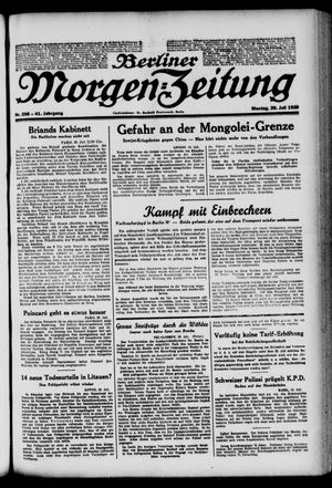 Berliner Morgen-Zeitung vom 29.07.1929