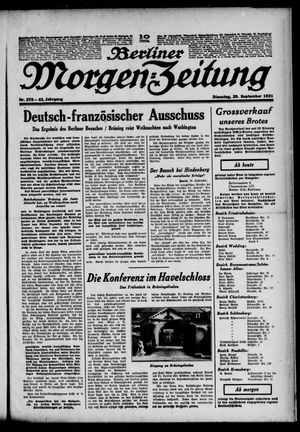 Berliner Morgen-Zeitung vom 29.09.1931