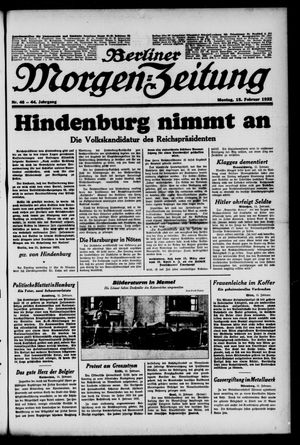 Berliner Morgen-Zeitung vom 15.02.1932