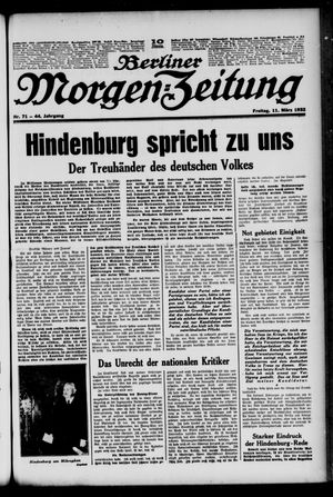 Berliner Morgen-Zeitung vom 11.03.1932