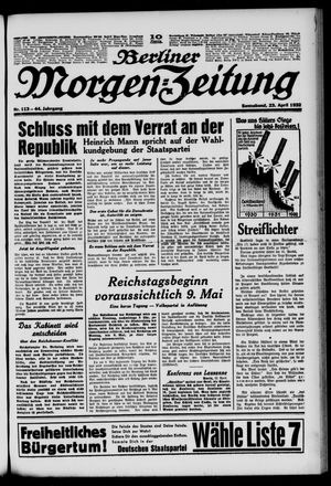 Berliner Morgen-Zeitung vom 23.04.1932