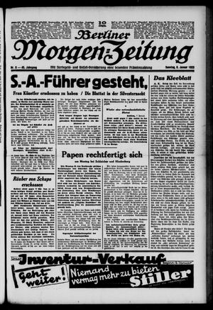 Berliner Morgen-Zeitung vom 08.01.1933