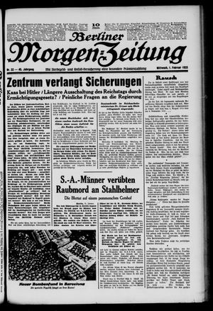 Berliner Morgen-Zeitung on Feb 1, 1933