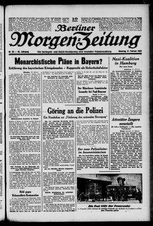 Berliner Morgen-Zeitung vom 21.02.1933