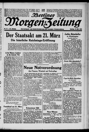 Berliner Morgen-Zeitung vom 19.03.1933
