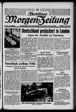 Berliner Morgen-Zeitung vom 15.04.1933