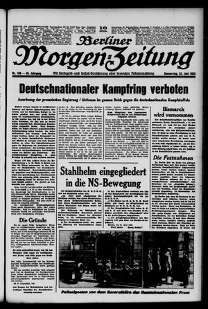 Berliner Morgen-Zeitung vom 22.06.1933