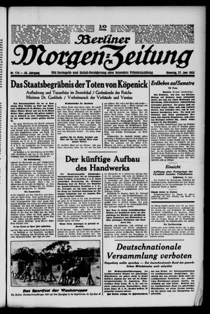 Berliner Morgen-Zeitung vom 27.06.1933