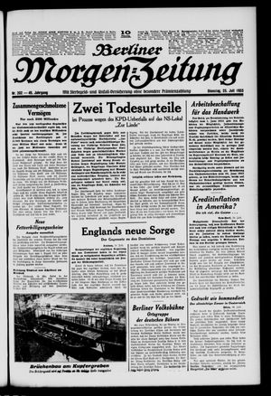 Berliner Morgen-Zeitung vom 25.07.1933