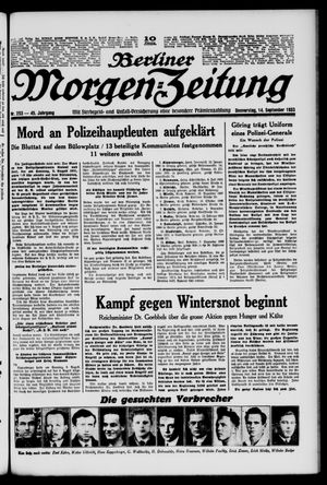 Berliner Morgen-Zeitung vom 14.09.1933