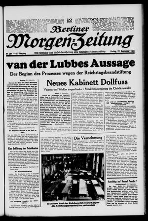 Berliner Morgen-Zeitung vom 22.09.1933