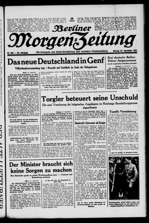 Berliner Morgen-Zeitung vom 25.09.1933
